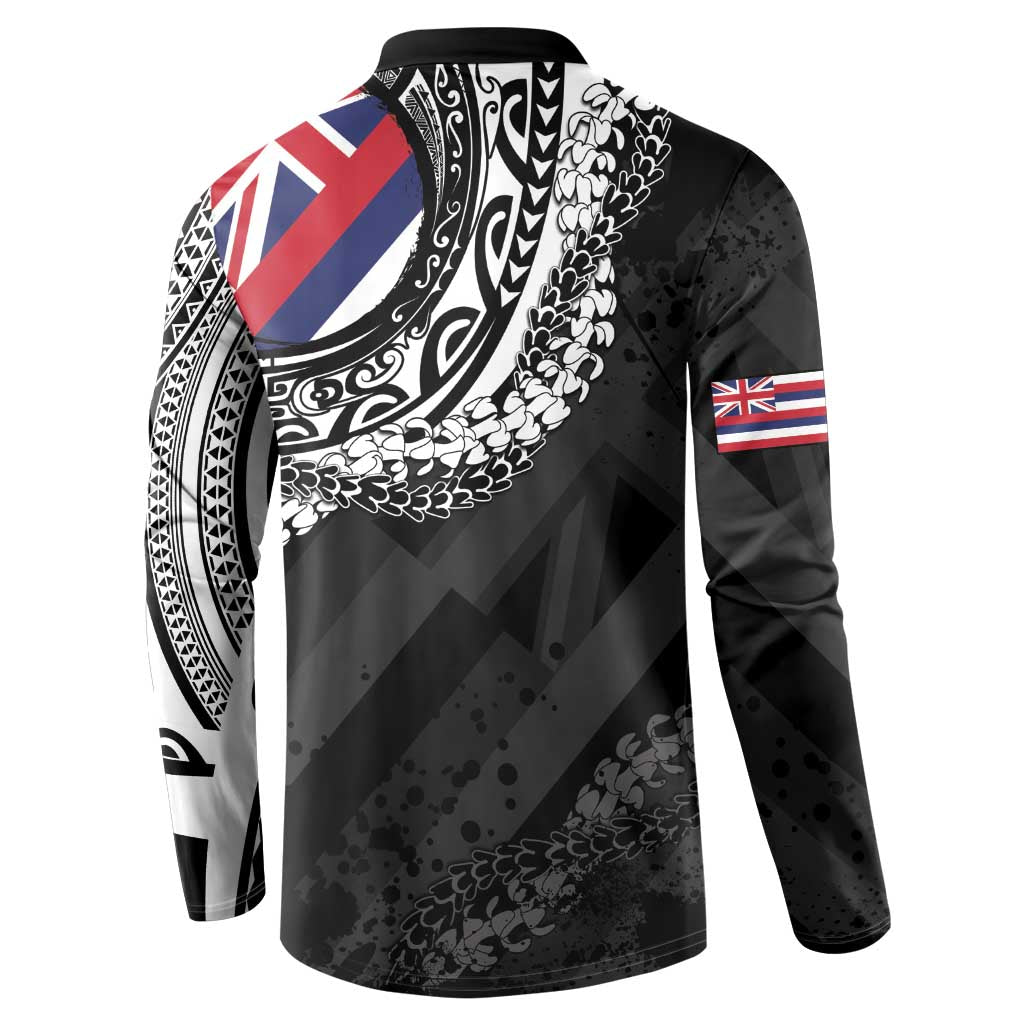 Hawaii Flag Day Button Sweatshirt Hawaiian Maile Lei