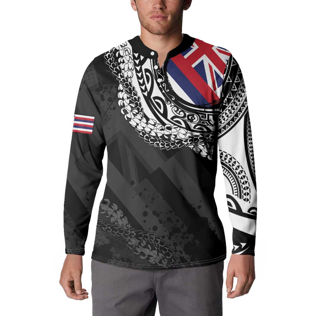 Hawaii Flag Day Button Sweatshirt Hawaiian Maile Lei