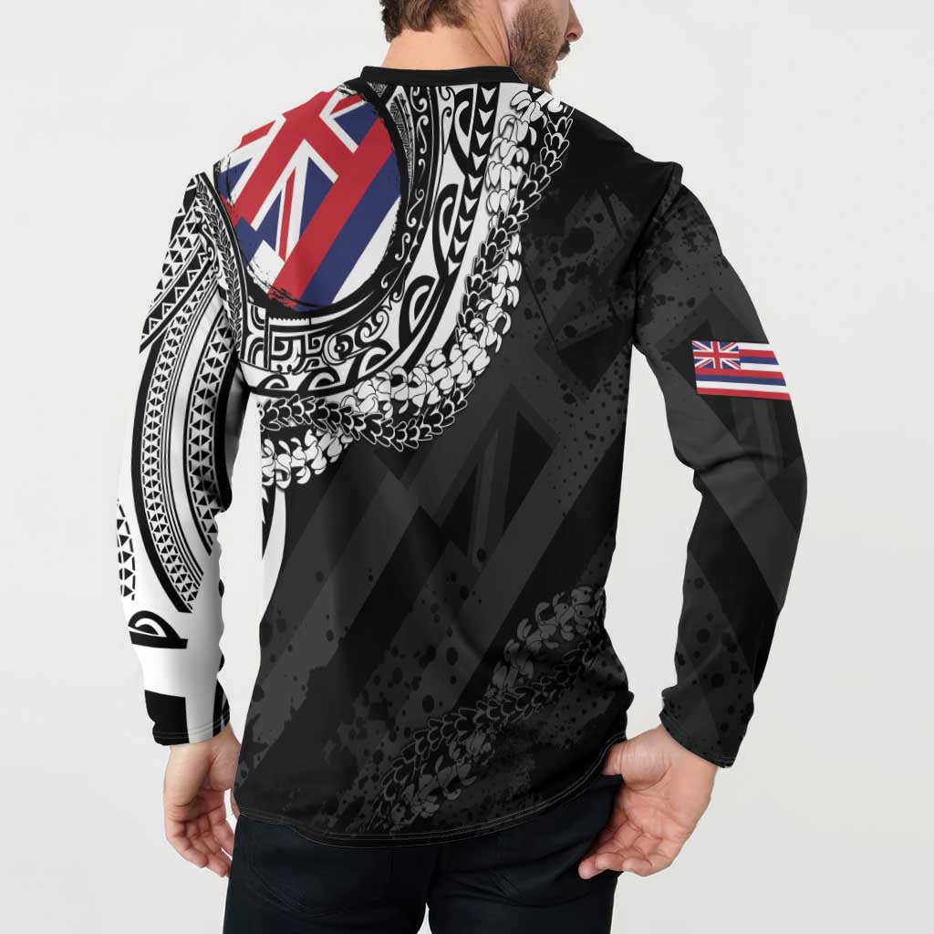 Hawaii Flag Day Button Sweatshirt Hawaiian Maile Lei