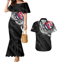 Hawaii Flag Day Couples Matching Mermaid Dress and Hawaiian Shirt Hawaiian Maile Lei