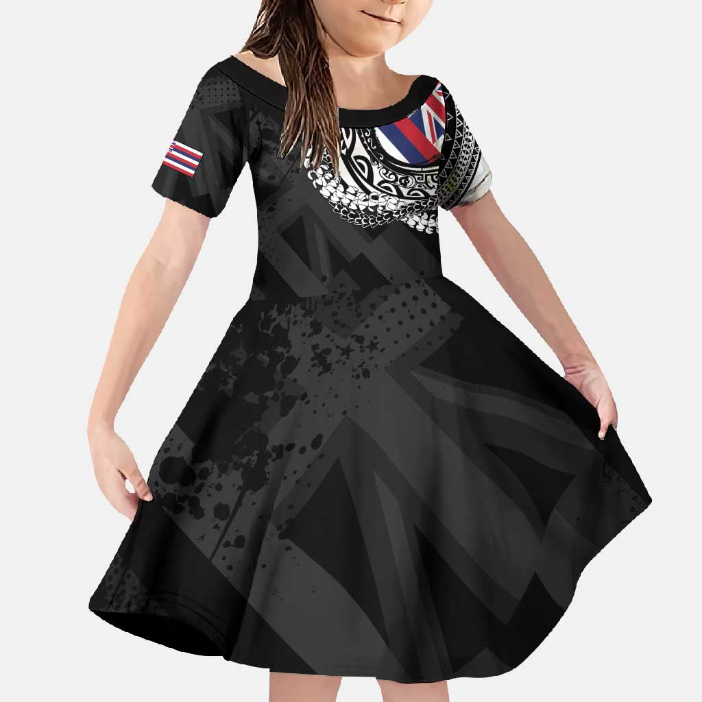 Hawaii Flag Day Family Matching Long Sleeve Bodycon Dress and Hawaiian Shirt Hawaiian Maile Lei