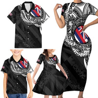 Hawaii Flag Day Family Matching Short Sleeve Bodycon Dress and Hawaiian Shirt Hawaiian Maile Lei