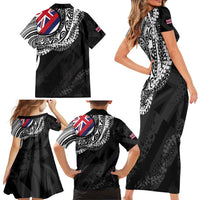 Hawaii Flag Day Family Matching Short Sleeve Bodycon Dress and Hawaiian Shirt Hawaiian Maile Lei