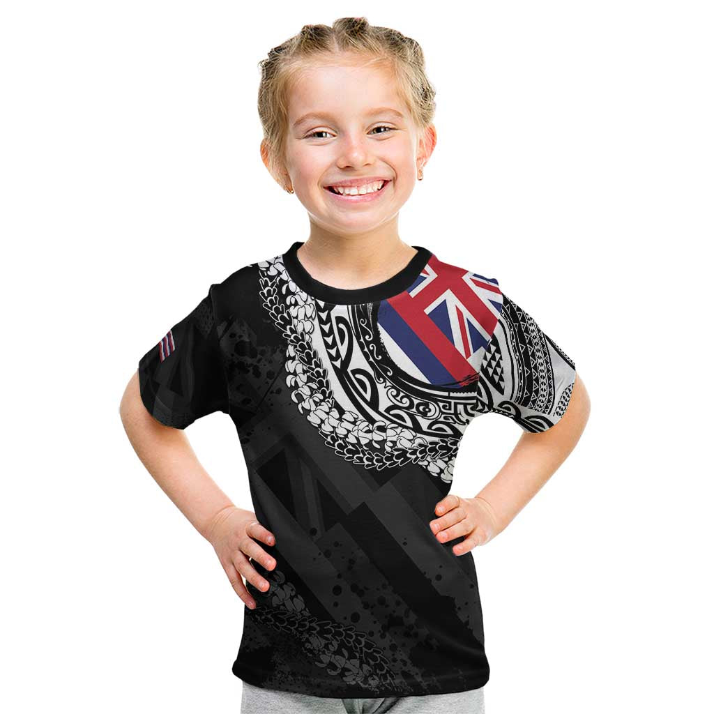 Hawaii Flag Day Kid T Shirt Hawaiian Maile Lei LT05 Black - Polynesian Pride