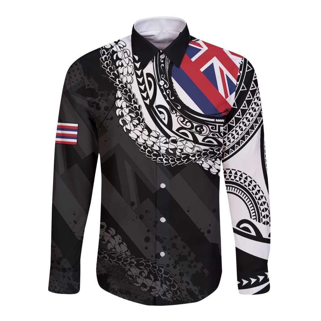 Hawaii Flag Day Long Sleeve Button Shirt Hawaiian Maile Lei