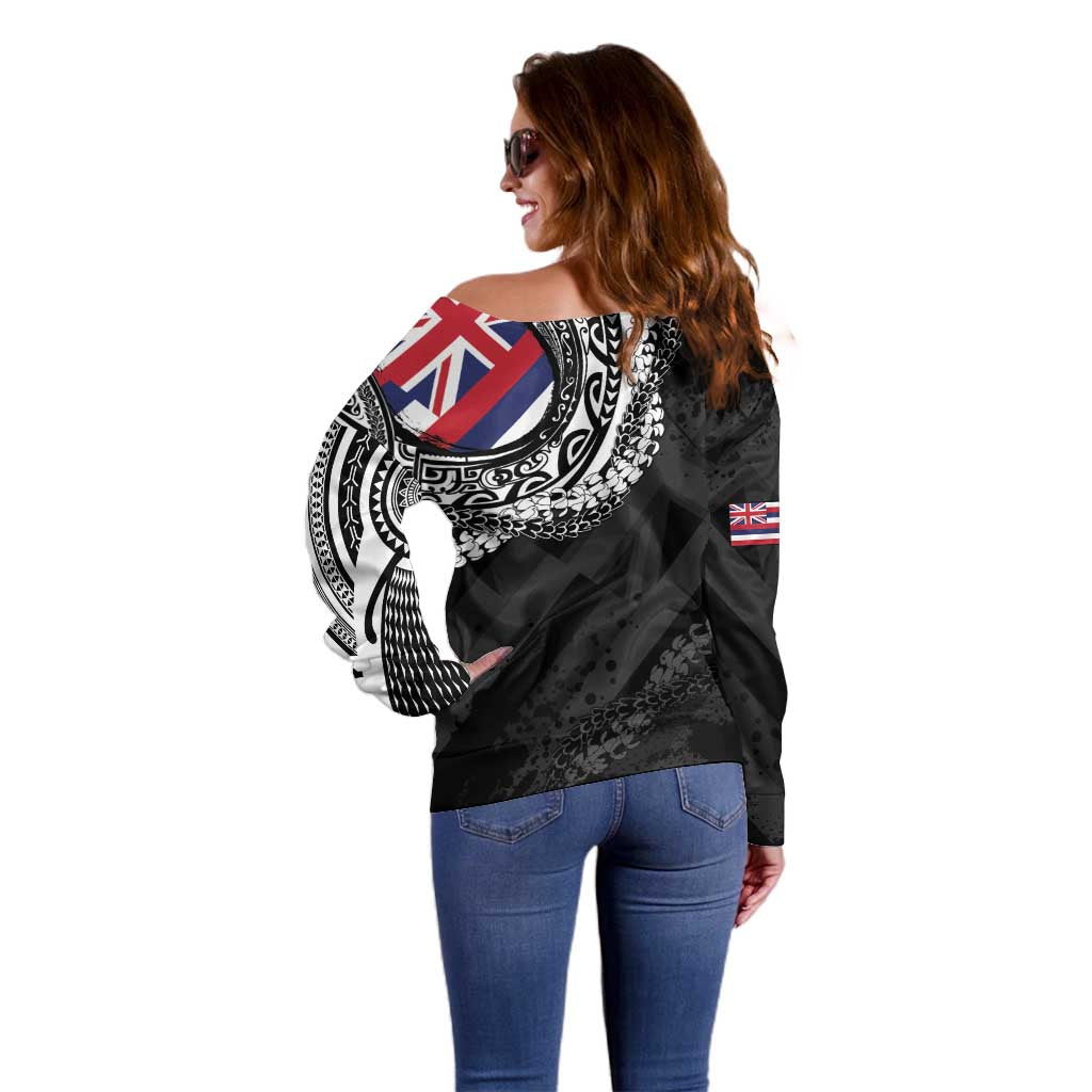 Hawaii Flag Day Off Shoulder Sweater Hawaiian Maile Lei