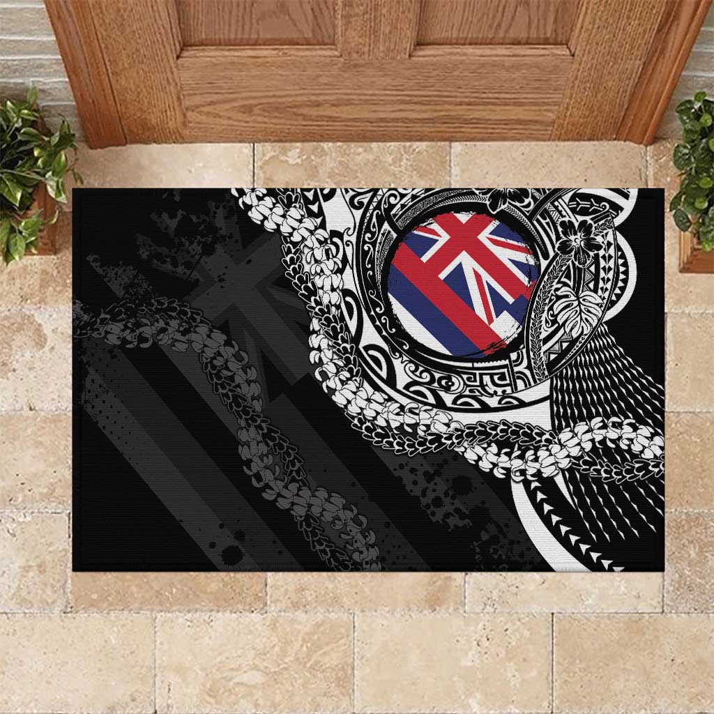 Hawaii Flag Day Rubber Doormat Hawaiian Maile Lei