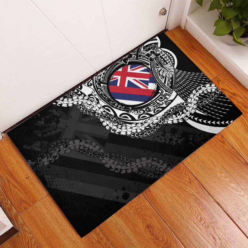 Hawaii Flag Day Rubber Doormat Hawaiian Maile Lei