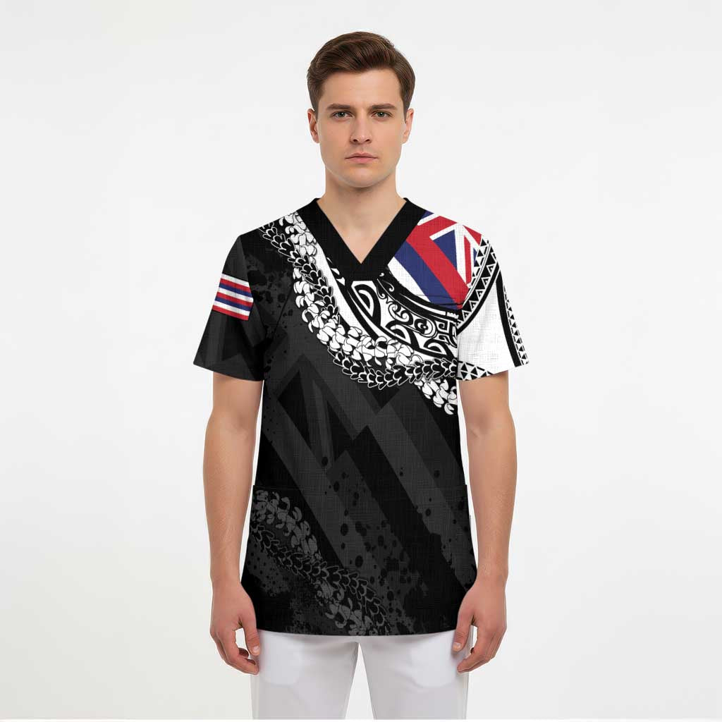 Hawaii Flag Day Scrub Top Hawaiian Maile Lei - Polynesian Pride
