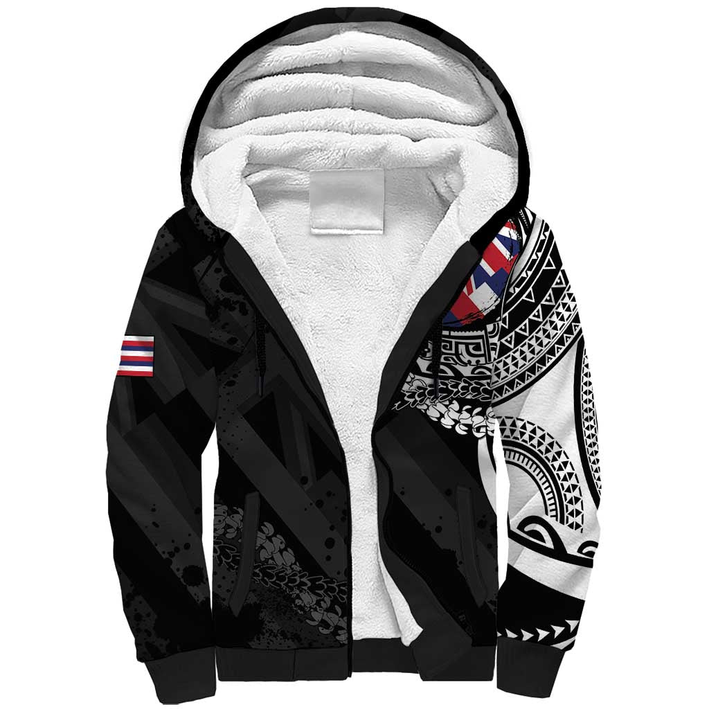 Hawaii Flag Day Sherpa Hoodie Hawaiian Maile Lei