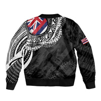 Hawaii Flag Day Sleeve Zip Bomber Jacket Hawaiian Maile Lei
