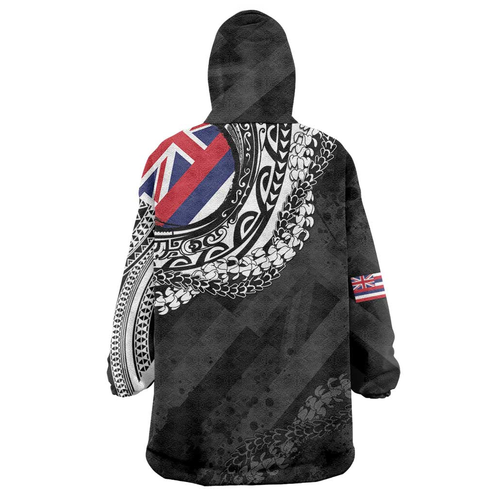 Hawaii Flag Day Wearable Blanket Hoodie Hawaiian Maile Lei