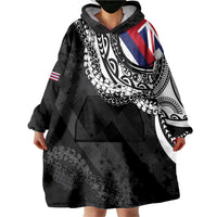 Hawaii Flag Day Wearable Blanket Hoodie Hawaiian Maile Lei