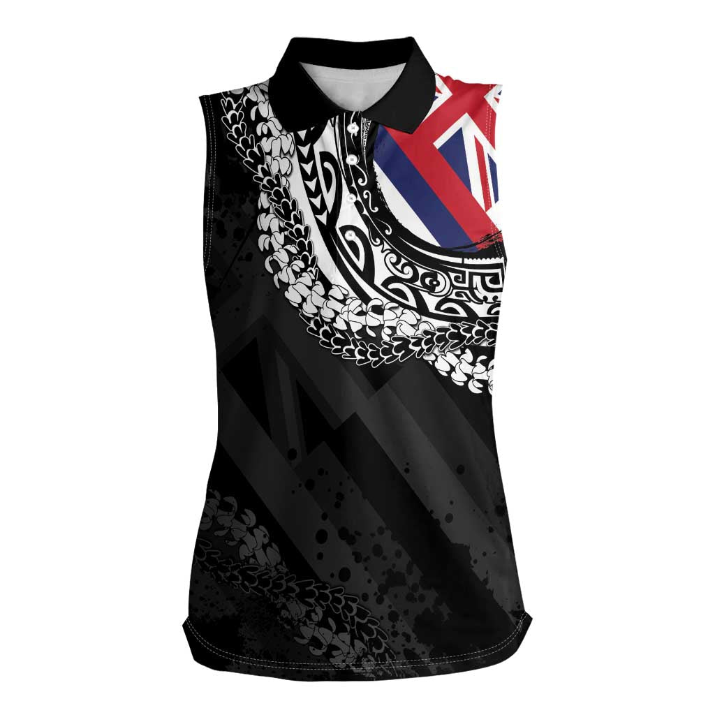 Hawaii Flag Day Women Sleeveless Polo Shirt Hawaiian Maile Lei