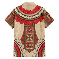 Samoa Language Week Family Matching Off Shoulder Maxi Dress and Hawaiian Shirt Samoan Motif With Red Hibiscus