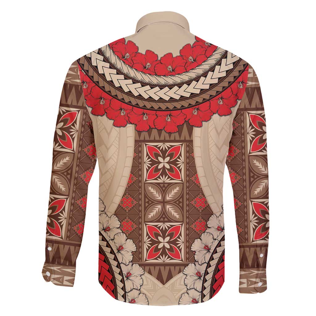 Samoa Language Week Family Matching Tank Maxi Dress and Hawaiian Shirt Samoan Motif With Red Hibiscus