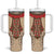 Samoa Language Week Tumbler With Handle Samoan Motif With Red Hibiscus