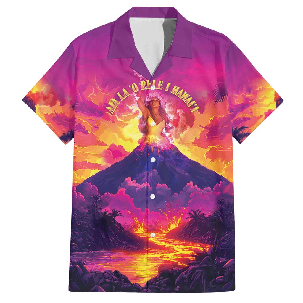 Hawaii Kilauea Volcano Family Matching Puletasi and Hawaiian Shirt There Is Pele Goddess Of The Volcano LT05 Dad's Shirt - Short Sleeve Purple - Polynesian Pride