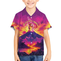 Hawaii Kilauea Volcano Family Matching Short Sleeve Bodycon Dress and Hawaiian Shirt There Is Pele Goddess Of The Volcano LT05 Son's Shirt Purple - Polynesian Pride