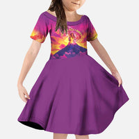 Hawaii Kilauea Volcano Family Matching Summer Maxi Dress and Hawaiian Shirt There Is Pele Goddess Of The Volcano LT05 Daughter's Dress Purple - Polynesian Pride