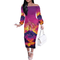 Hawaii Kilauea Volcano Off The Shoulder Long Sleeve Dress There Is Pele Goddess Of The Volcano - Polynesian Pride