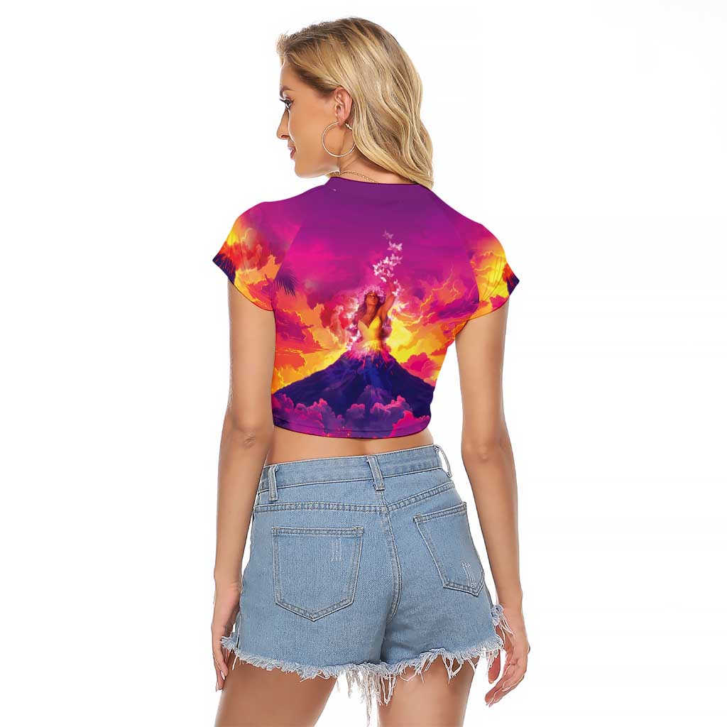 Hawaii Kilauea Volcano Raglan Cropped T Shirt There Is Pele Goddess Of The Volcano LT05 - Polynesian Pride