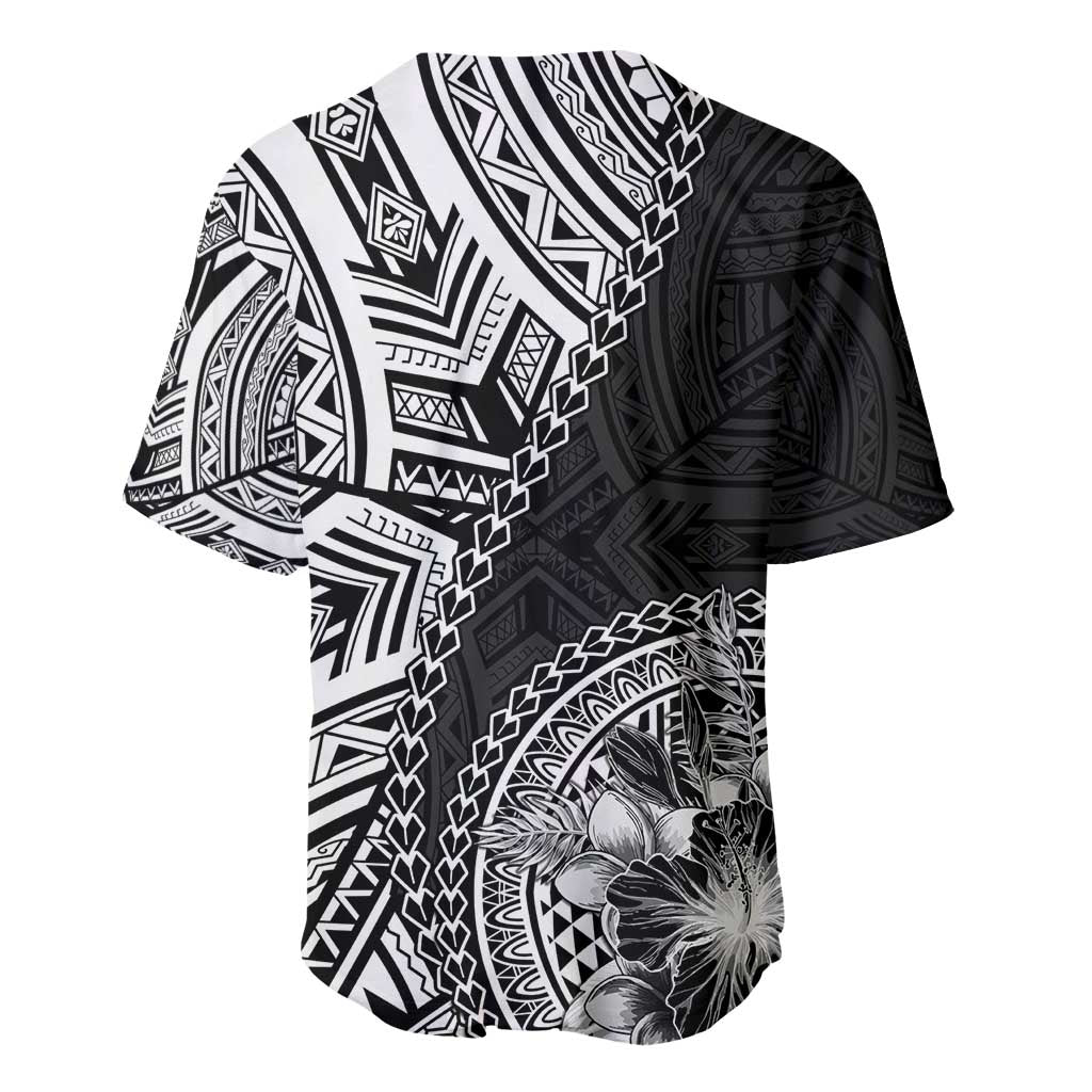 Hibiscus With Black Austronesian Tattoo Pattern Baseball Jersey LT05 - Polynesian Pride
