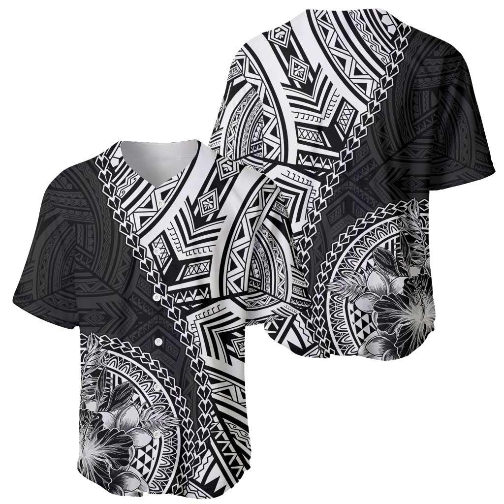 Hibiscus With Black Austronesian Tattoo Pattern Baseball Jersey LT05 - Polynesian Pride