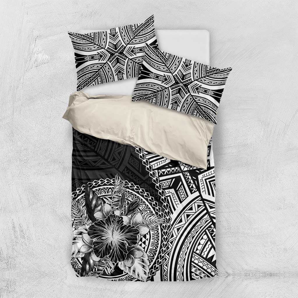 Hibiscus With Black Austronesian Tattoo Pattern Bedding Set - Polynesian Pride