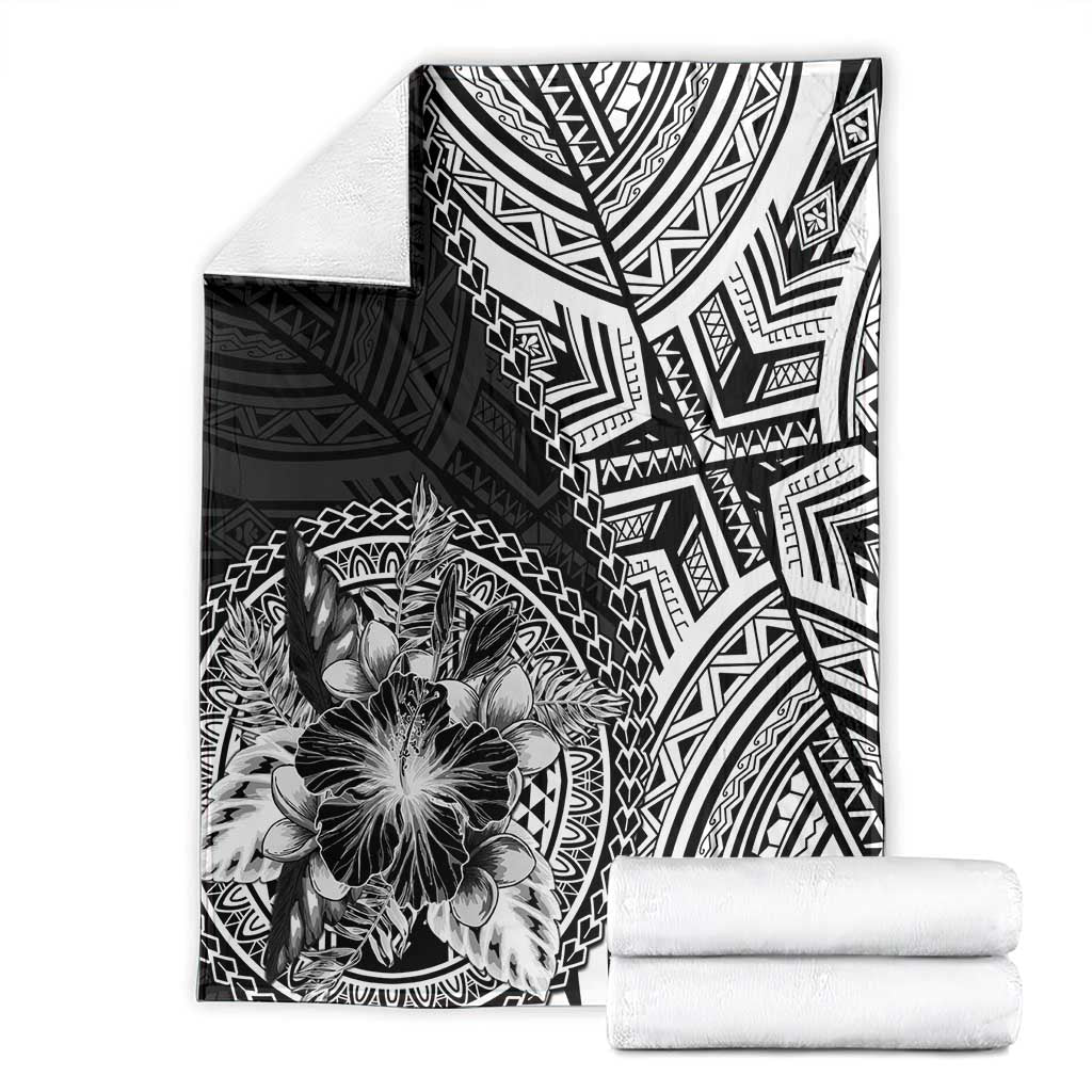 Hibiscus With Black Austronesian Tattoo Pattern Blanket LT05 - Polynesian Pride