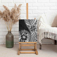Hibiscus With Black Austronesian Tattoo Pattern Canvas Wall Art - Polynesian Pride