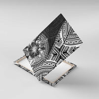 Hibiscus With Black Austronesian Tattoo Pattern Canvas Wall Art - Polynesian Pride