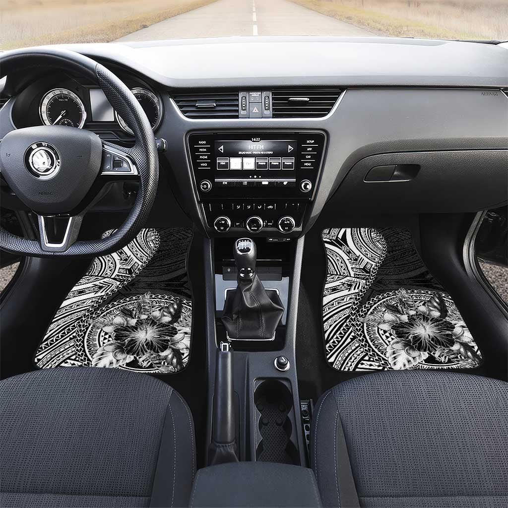 Hibiscus With Black Austronesian Tattoo Pattern Car Mats - Polynesian Pride