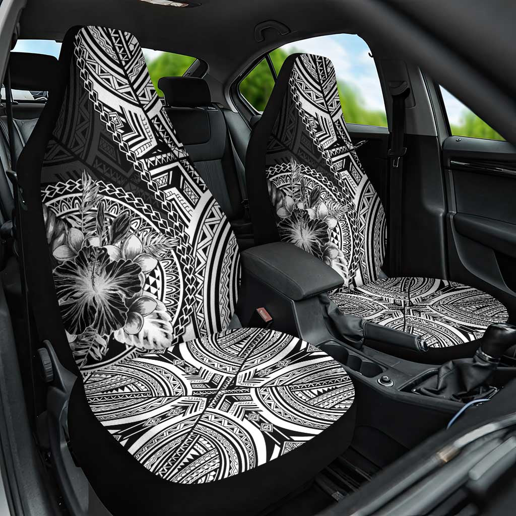 Hibiscus With Black Austronesian Tattoo Pattern Car Seat Cover - Polynesian Pride