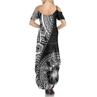 Hibiscus With Black Austronesian Tattoo Pattern Family Matching Summer Maxi Dress and Hawaiian Shirt - Polynesian Pride