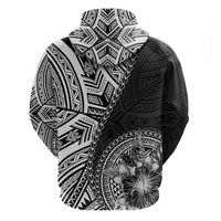 Hibiscus With Black Austronesian Tattoo Pattern Hoodie - Polynesian Pride
