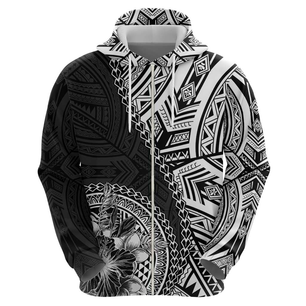 Hibiscus With Black Austronesian Tattoo Pattern Hoodie - Polynesian Pride
