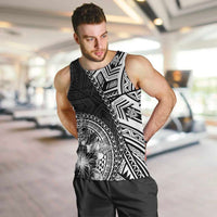 Hibiscus With Black Austronesian Tattoo Pattern Men Tank Top - Polynesian Pride