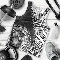 Hibiscus With Black Austronesian Tattoo Pattern Men Tank Top - Polynesian Pride