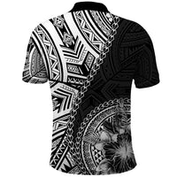 Hibiscus With Black Austronesian Tattoo Pattern Polo Shirt - Polynesian Pride