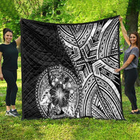 Hibiscus With Black Austronesian Tattoo Pattern Quilt LT05 - Polynesian Pride
