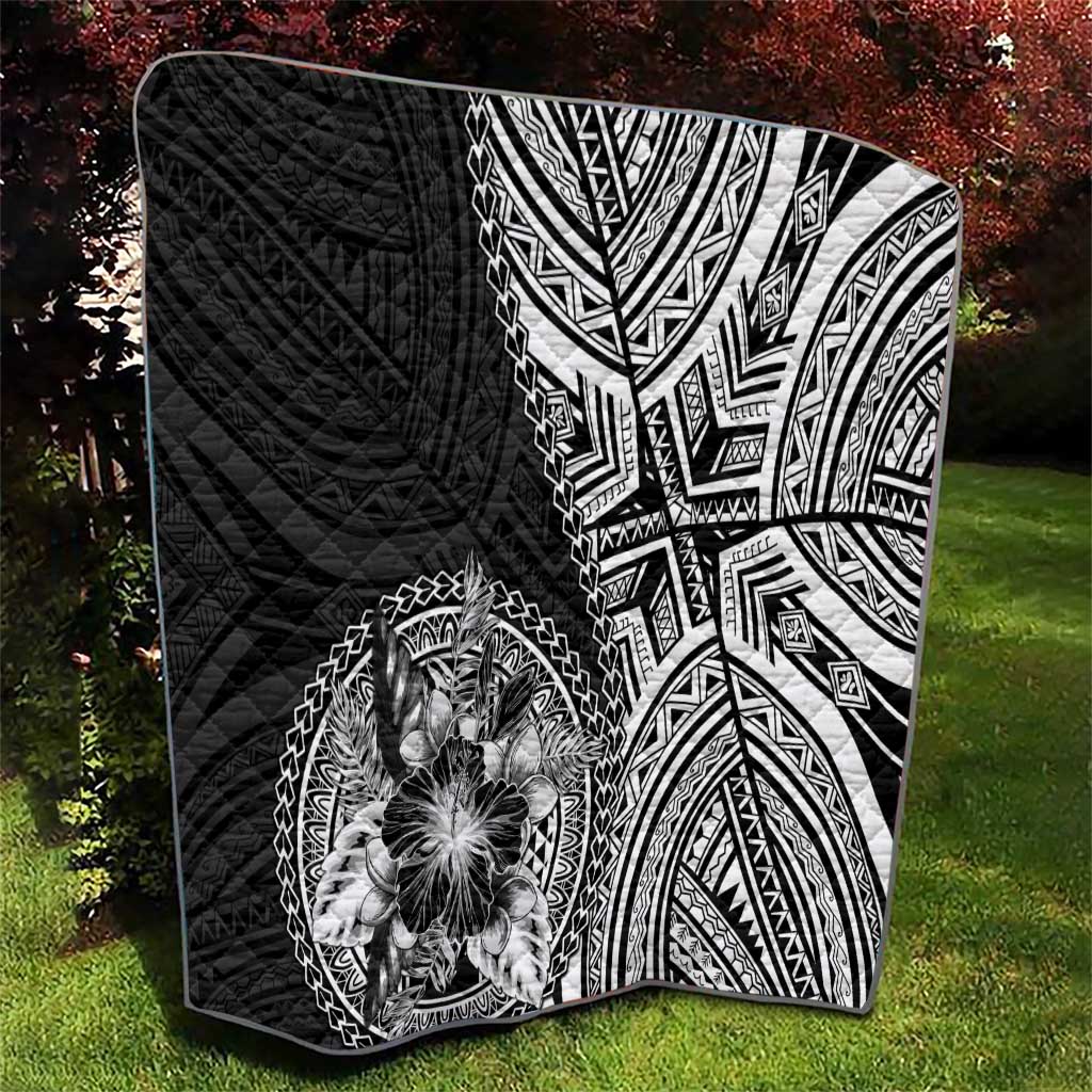 Hibiscus With Black Austronesian Tattoo Pattern Quilt LT05 - Polynesian Pride