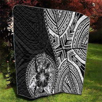Hibiscus With Black Austronesian Tattoo Pattern Quilt LT05 - Polynesian Pride