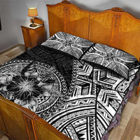 Hibiscus With Black Austronesian Tattoo Pattern Quilt Bed Set - Polynesian Pride