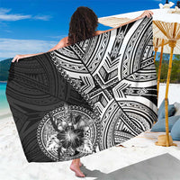 Hibiscus With Black Austronesian Tattoo Pattern Sarong LT05 One Size 44 x 66 inches Black - Polynesian Pride