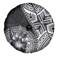 Hibiscus With Black Austronesian Tattoo Pattern Spare Tire Cover LT05 - Polynesian Pride
