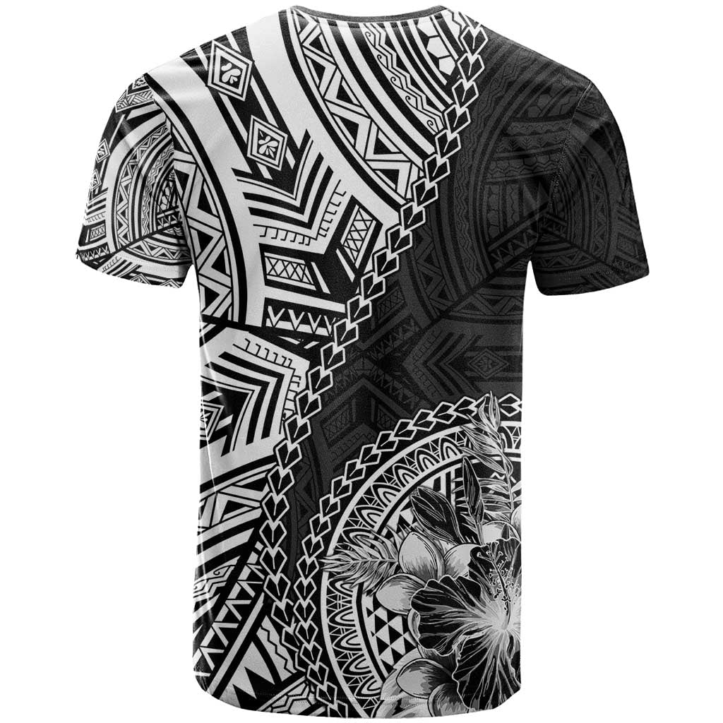 Hibiscus With Black Austronesian Tattoo Pattern T Shirt LT05 - Polynesian Pride