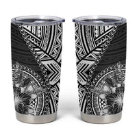 Hibiscus With Black Austronesian Tattoo Pattern Tumbler Cup - Polynesian Pride