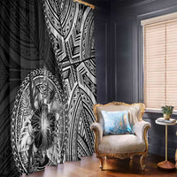 Hibiscus With Black Austronesian Tattoo Pattern Window Curtain LT05 - Polynesian Pride