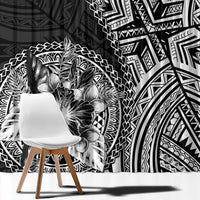 Hibiscus With Black Austronesian Tattoo Pattern Window Curtain LT05 - Polynesian Pride
